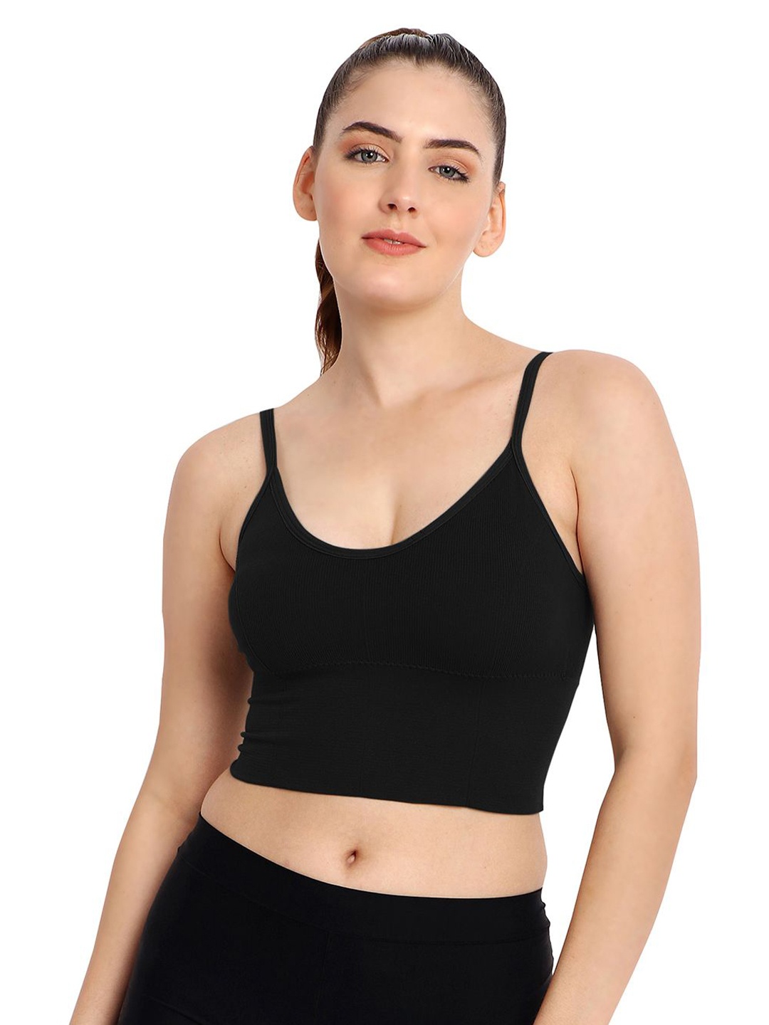 

Nakshu Full Coverage Lightly Padded Workout Bra, Black