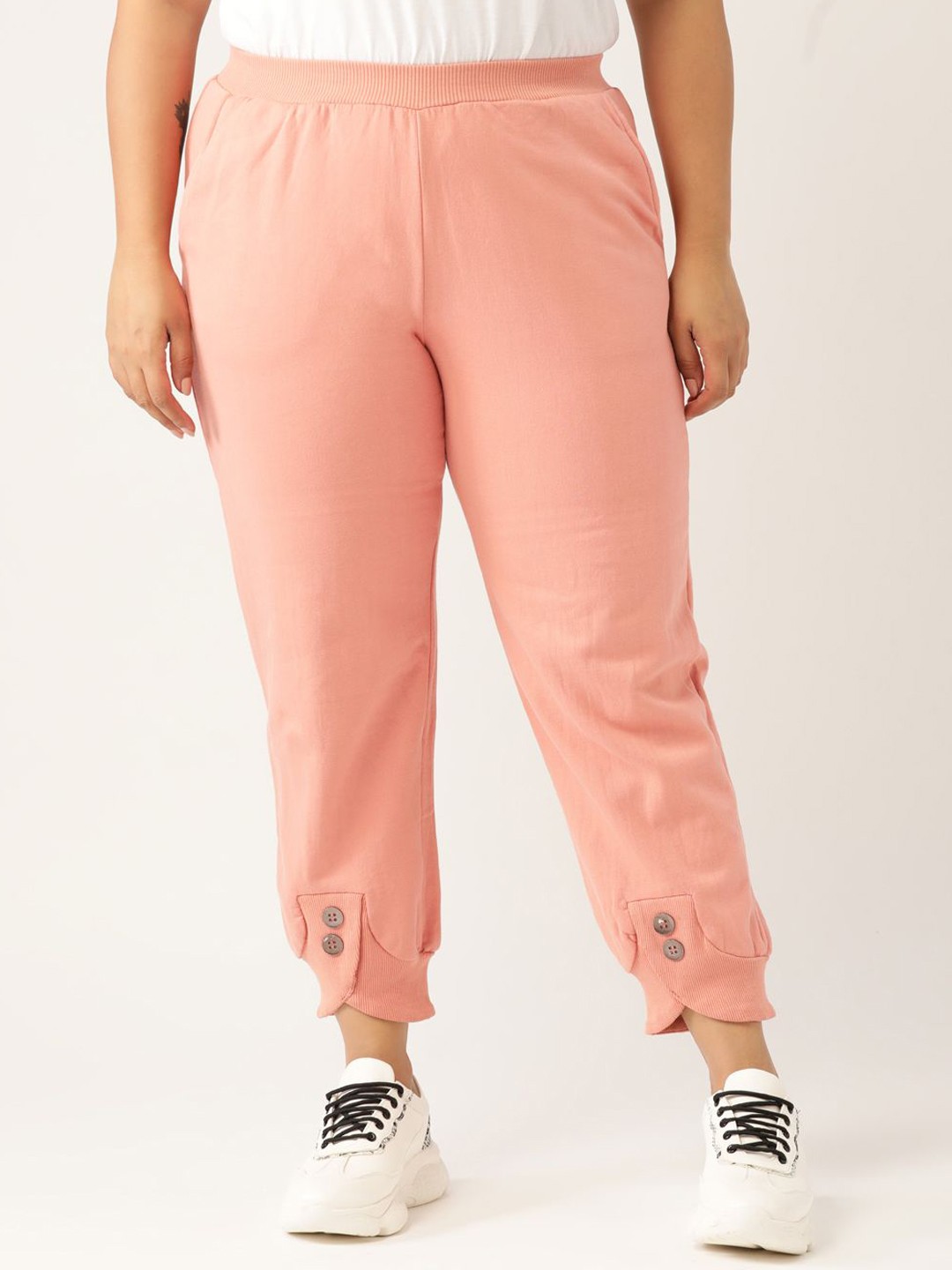 

theRebelinme Women Plus Size High-Rise Joggers, Pink