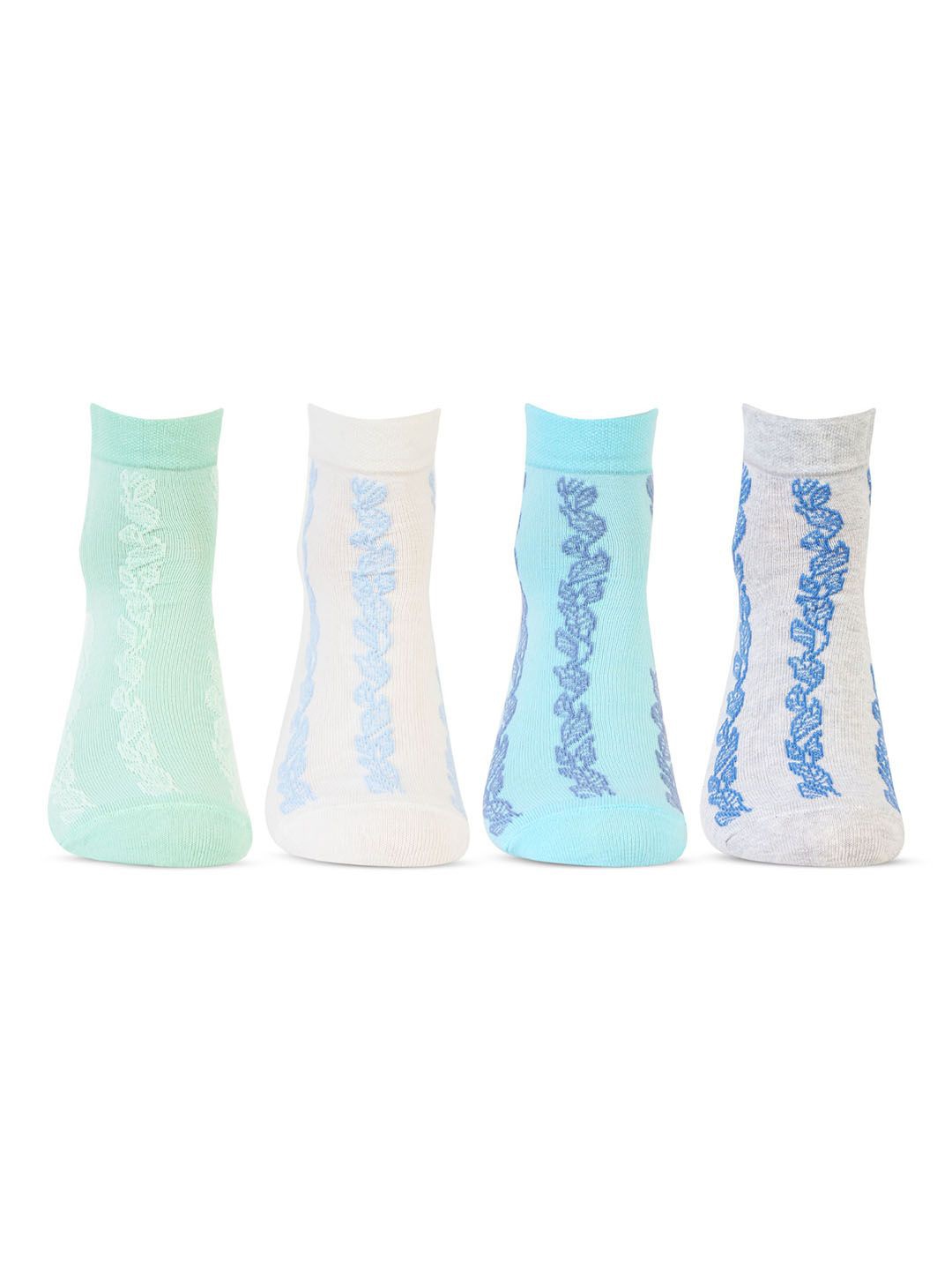 

Bonjour Women Pack Of 4 Patterned Ankle-Length Socks, Blue