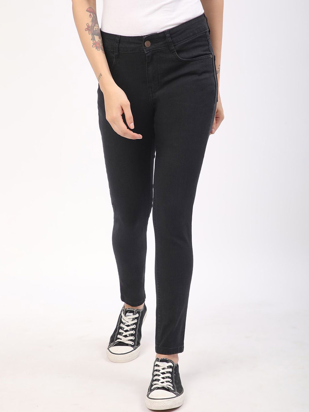 

R&B Women Skinny Fit Mid-Rise Jeans, Black