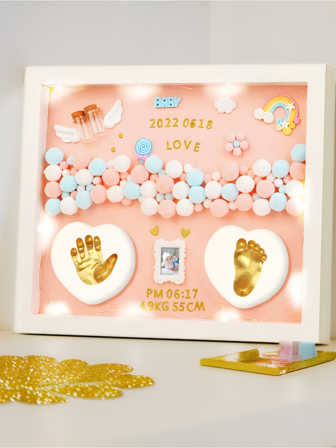 

Gleevers Pink & Blue Baby Hand & Footprint Casting MDF Wall Photo Frame