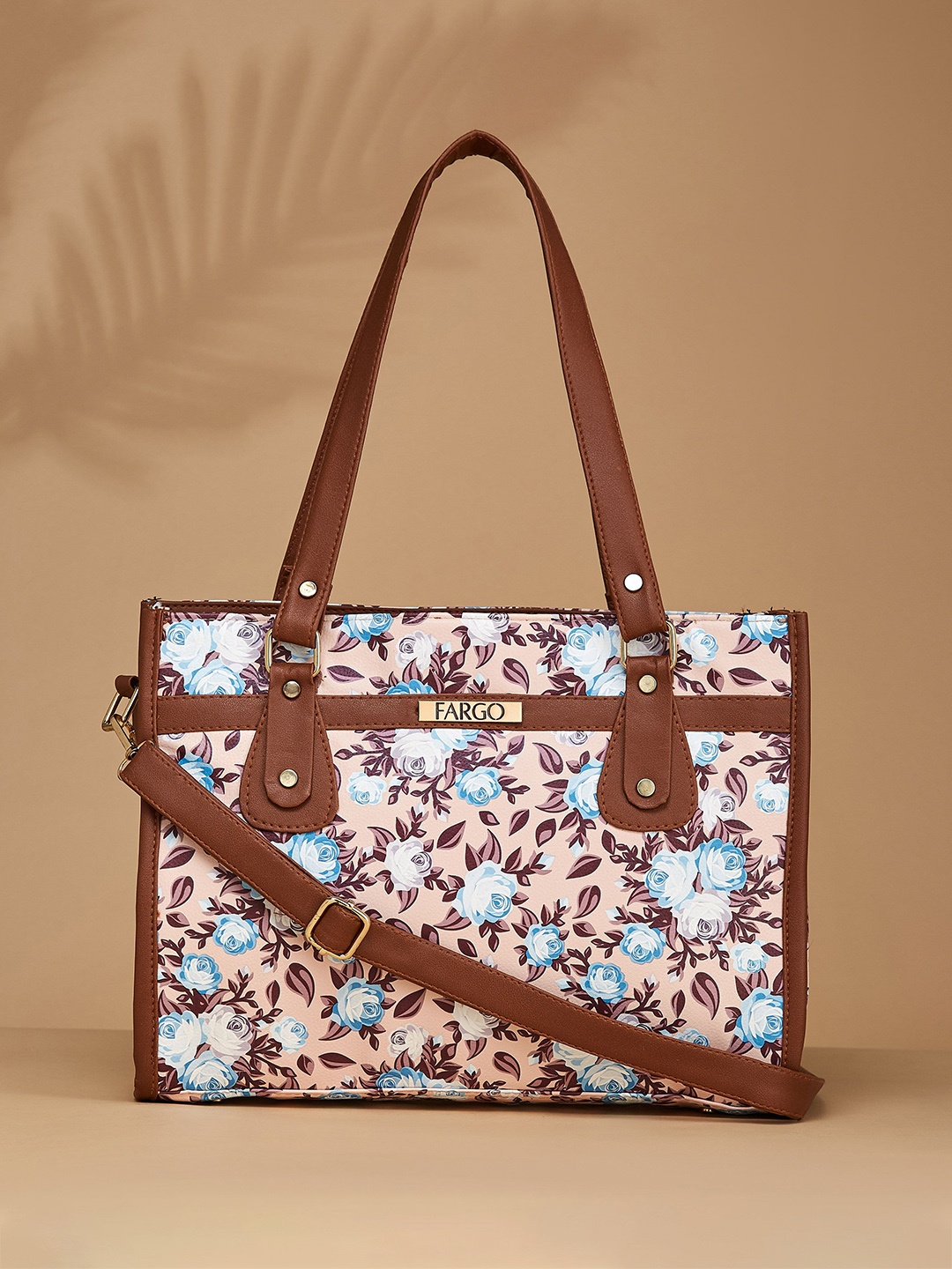 

FARGO Checked Printed PU Structured Handheld Bag, Multi
