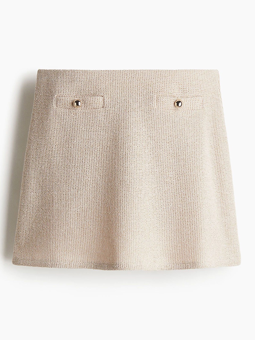 

H&M Women Textured-Knit Mini Skirt, Beige