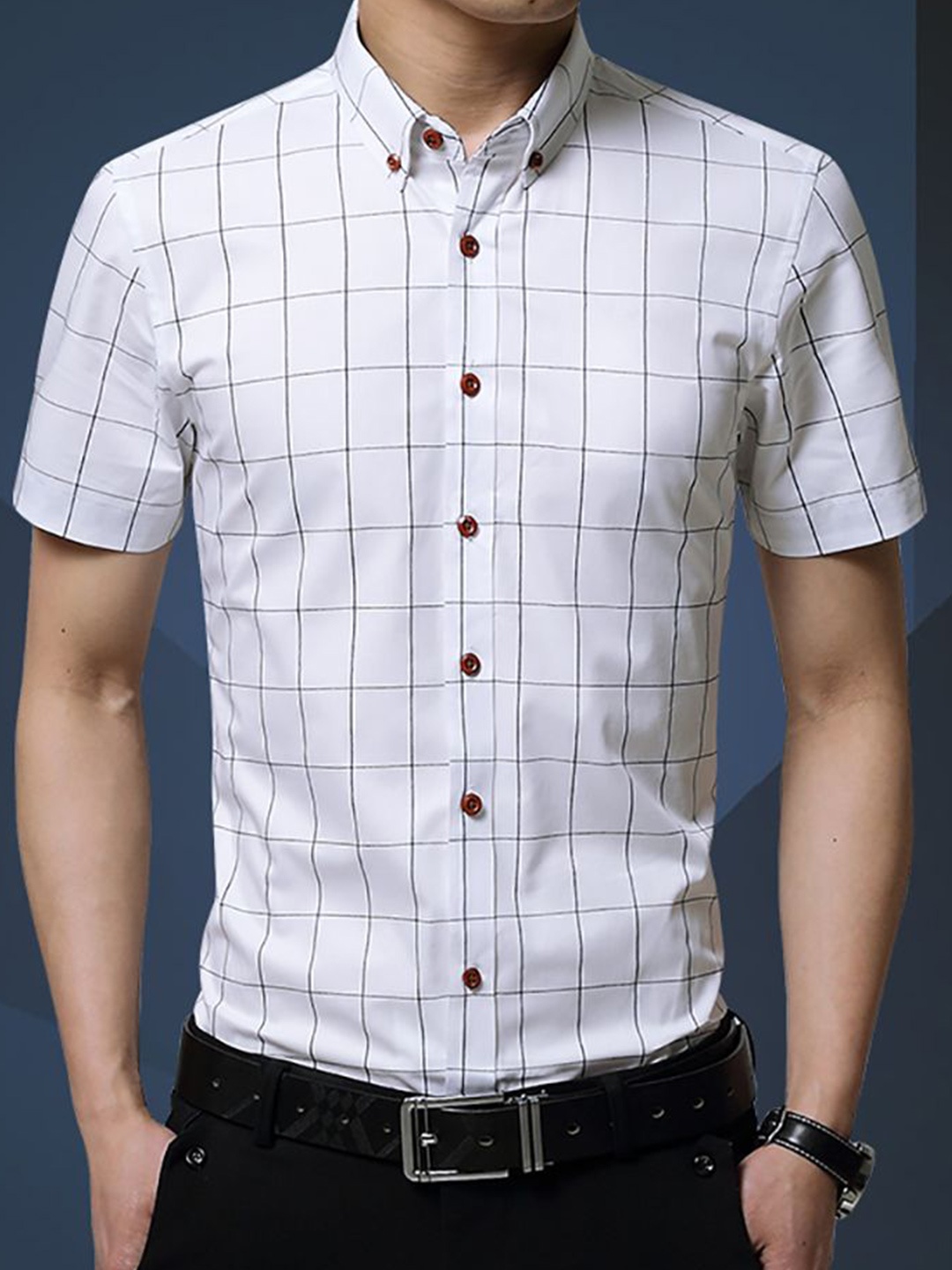 

StyleCast x Revolte Men Opaque Checked Casual Shirt, White