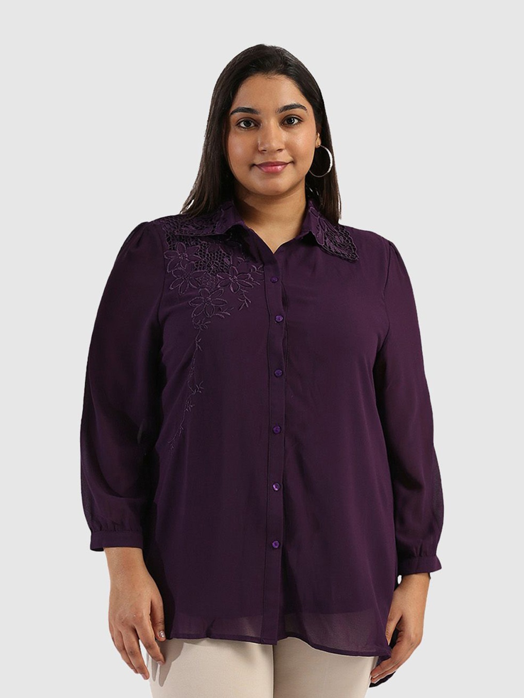 

Presence Women Straight Opaque Casual Shirt, Purple