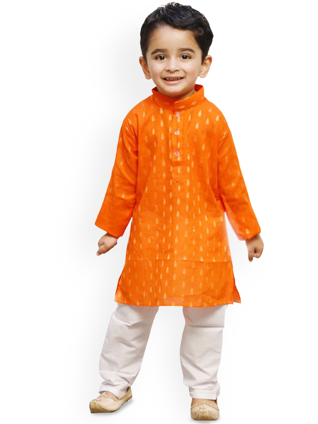 

itsmycostume Boys Abstract Printed Pure Cotton Straight Kurta With Pyjama, Orange