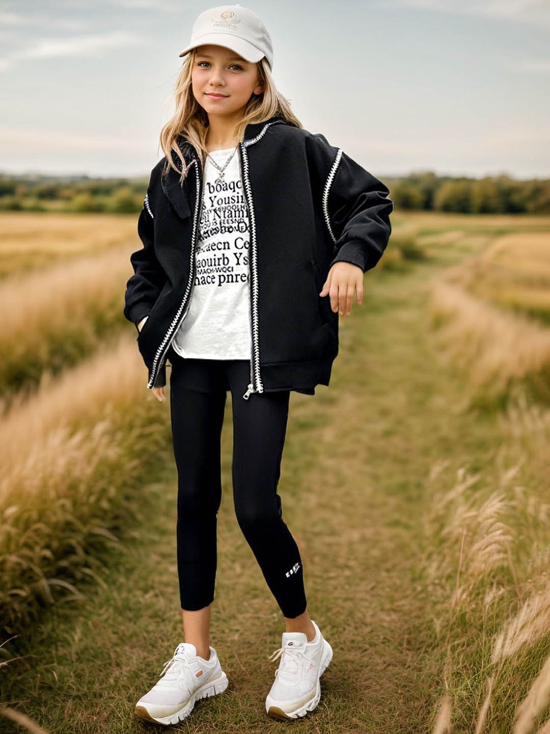 

LULU & SKY Girls Colourblocked Bomber Jacket, Black
