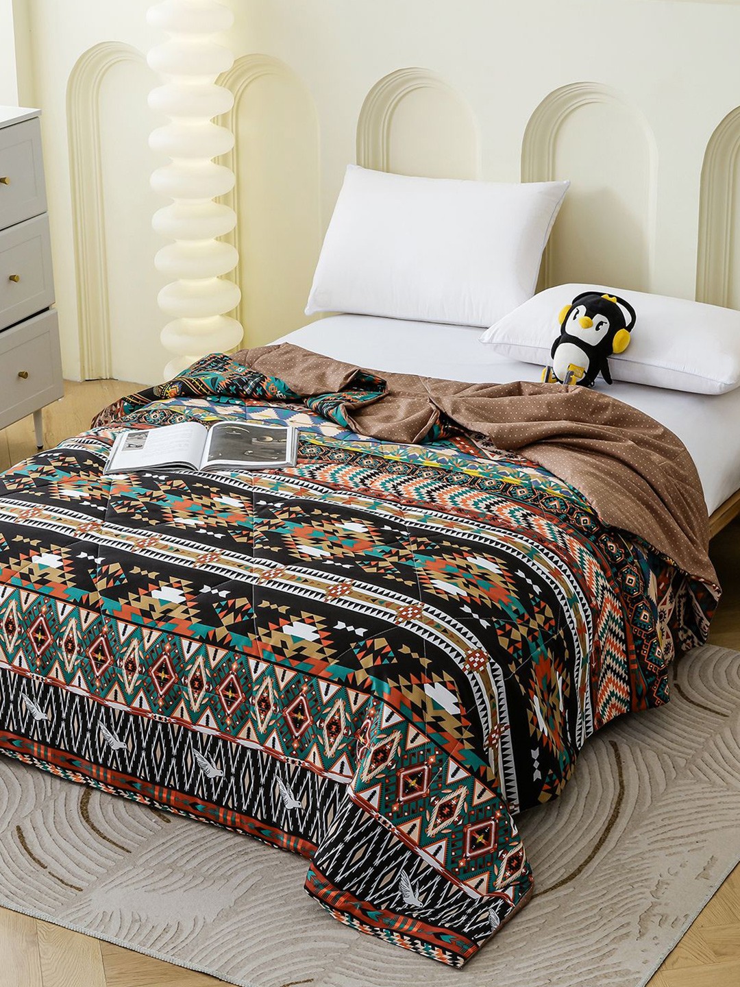 

Story@home Brown & White Ethnic Motifs Microfiber Mild Winter 233 GSM Double Bed Comforter