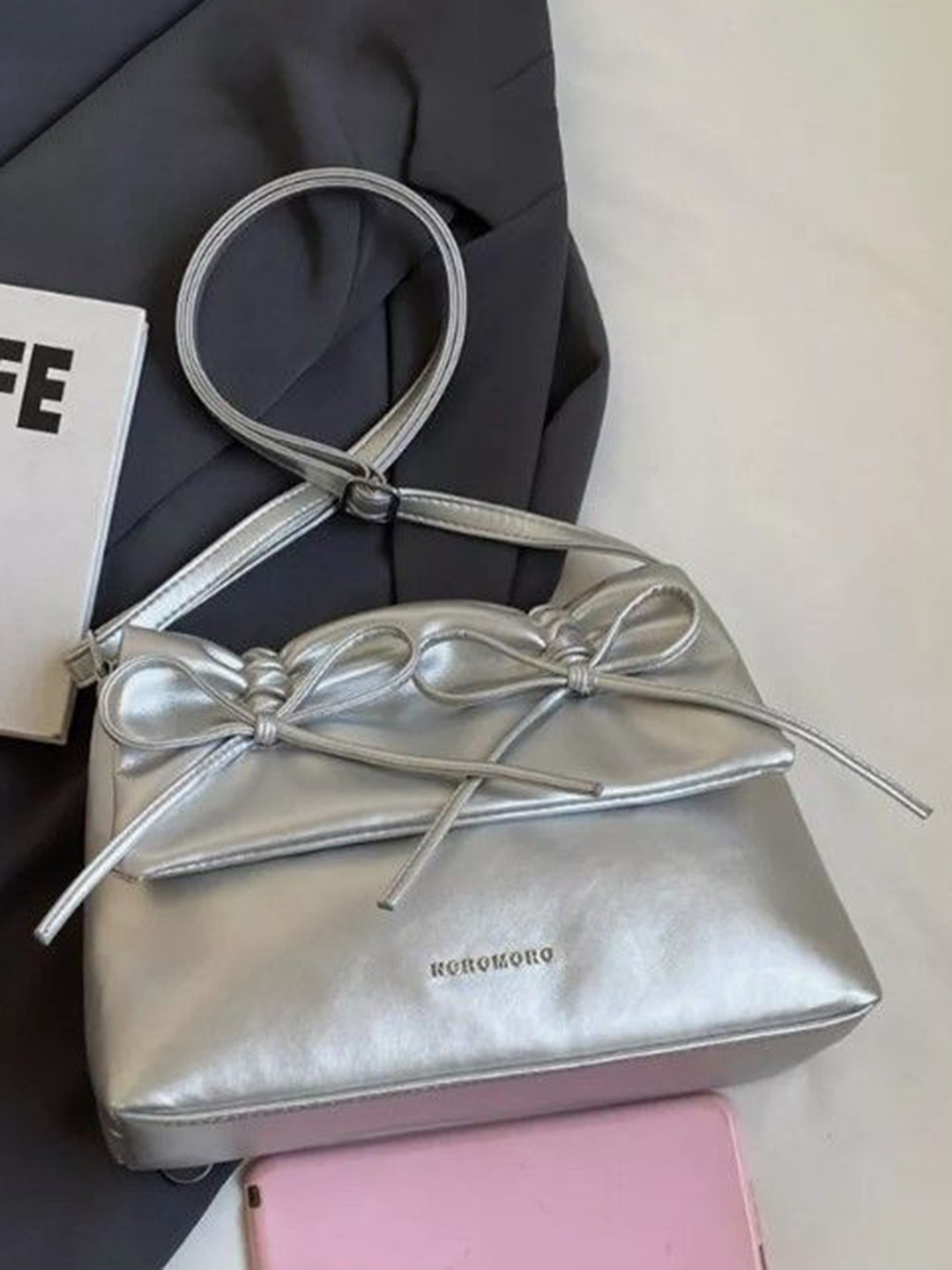 

StyleCast Bucket Handheld Bag with Bow Detail, Grey