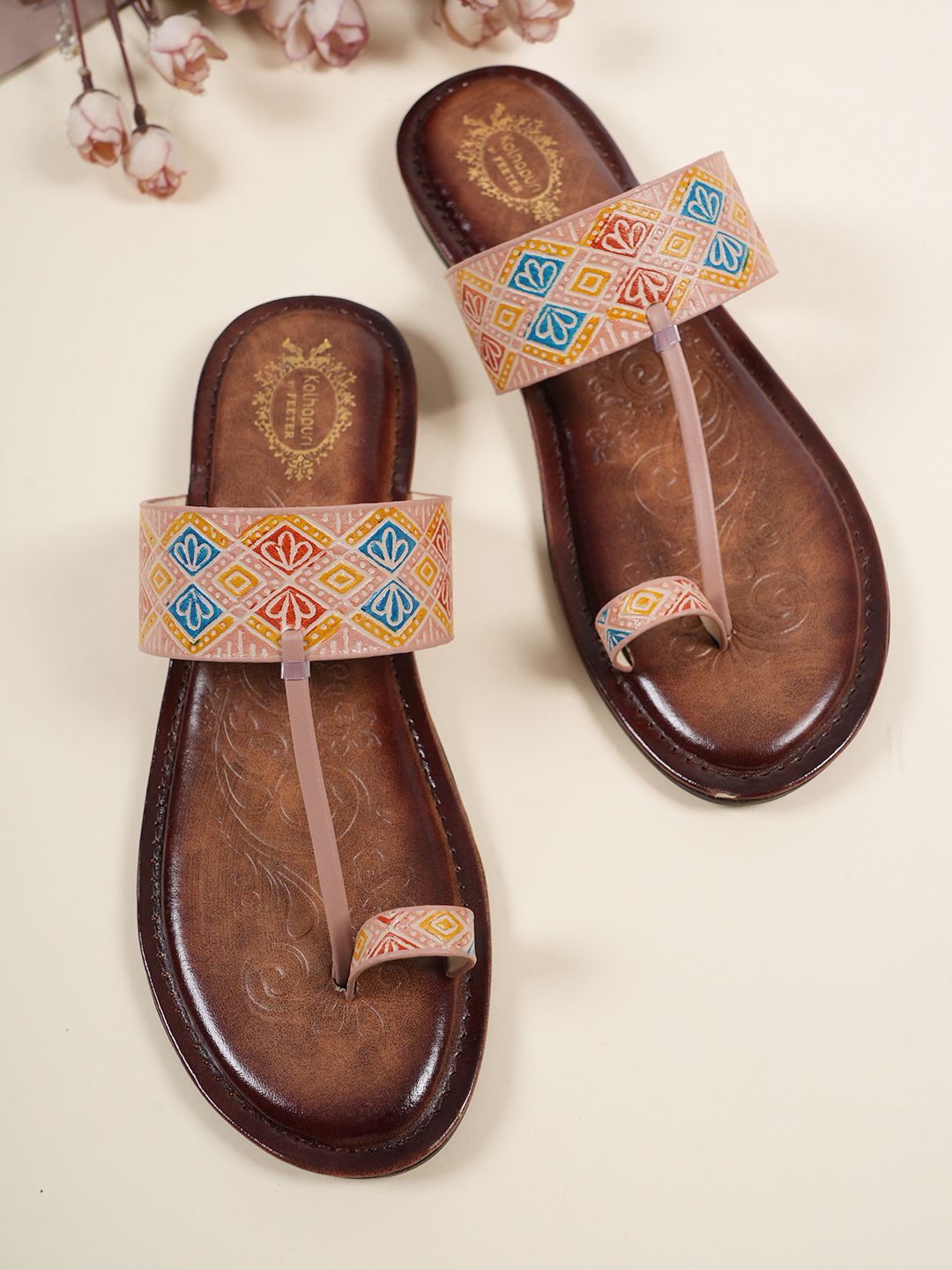 

Style Shoes Women Printed One Toe Flats, Peach