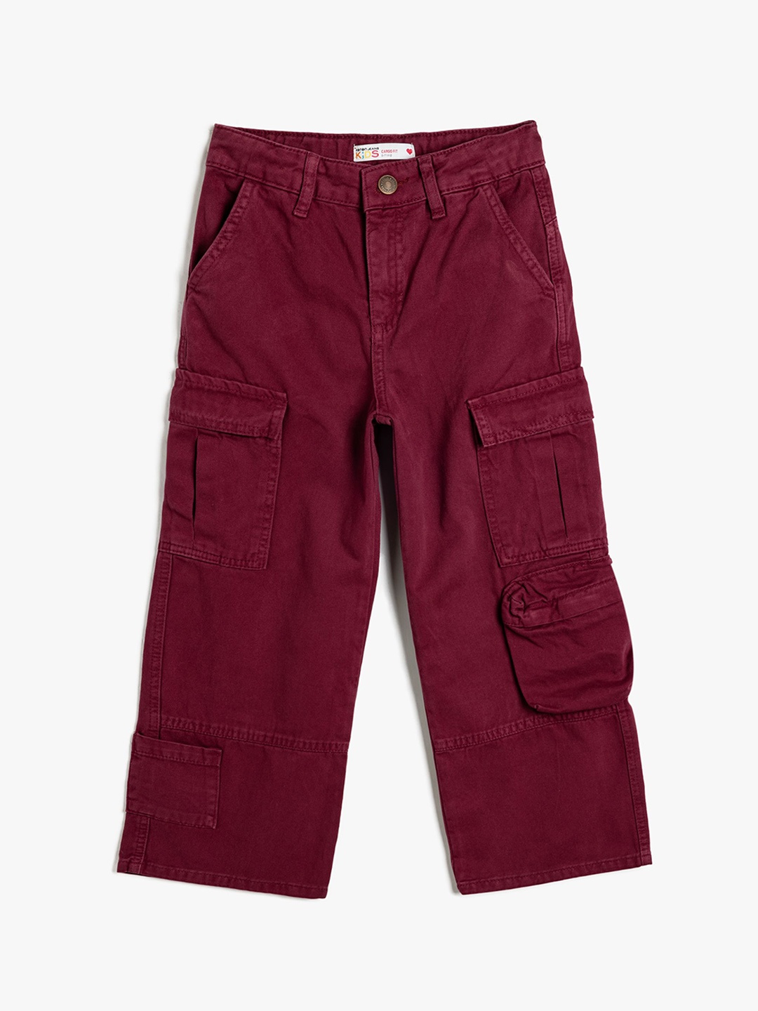 

Koton Girls Regular Fit Mid-Rise Cargos Trousers, Maroon