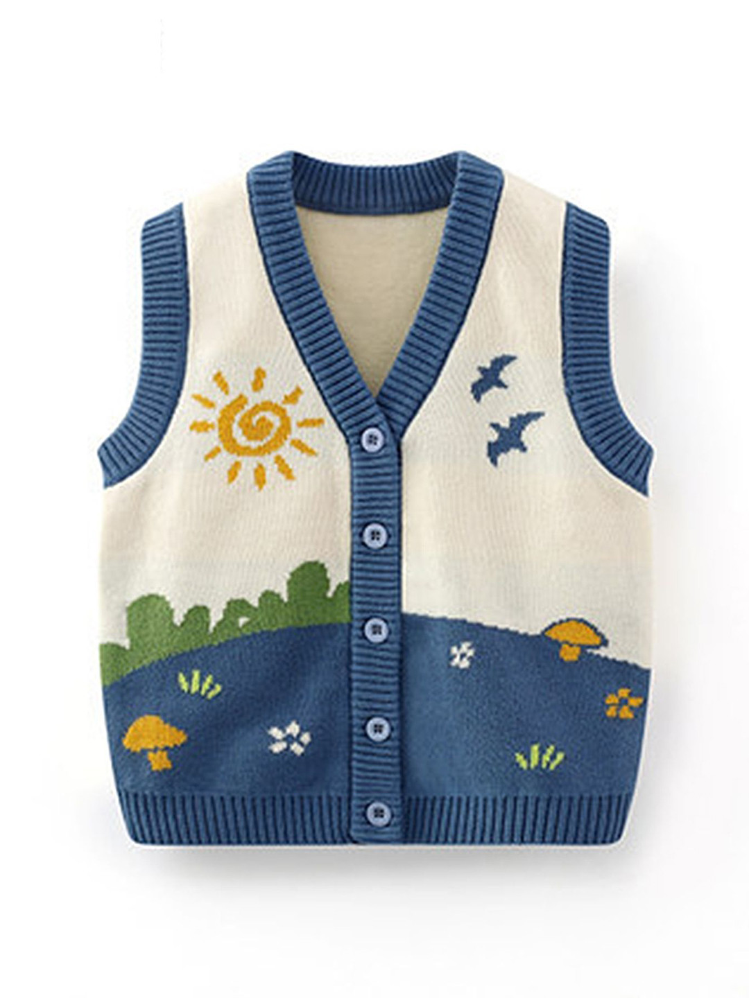 

LULU & SKY Girls Cotton Graphic Printed Cardigan, Blue