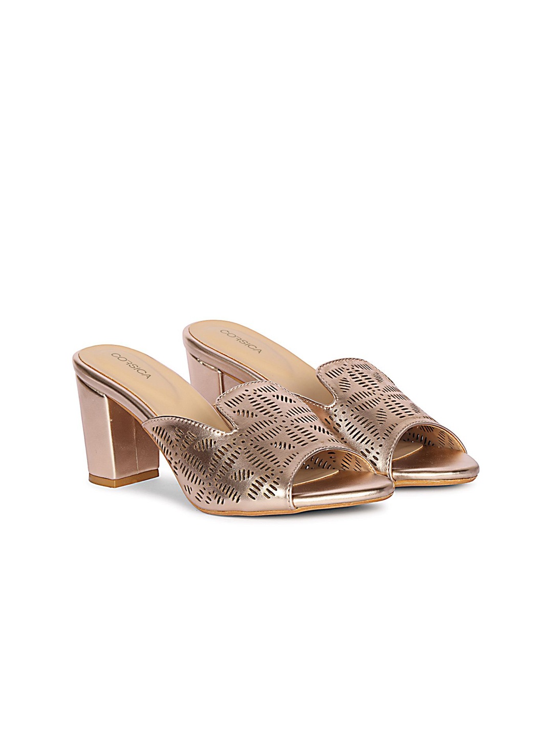 

CORSICA Women Block Sandals with Laser Cuts, Rose