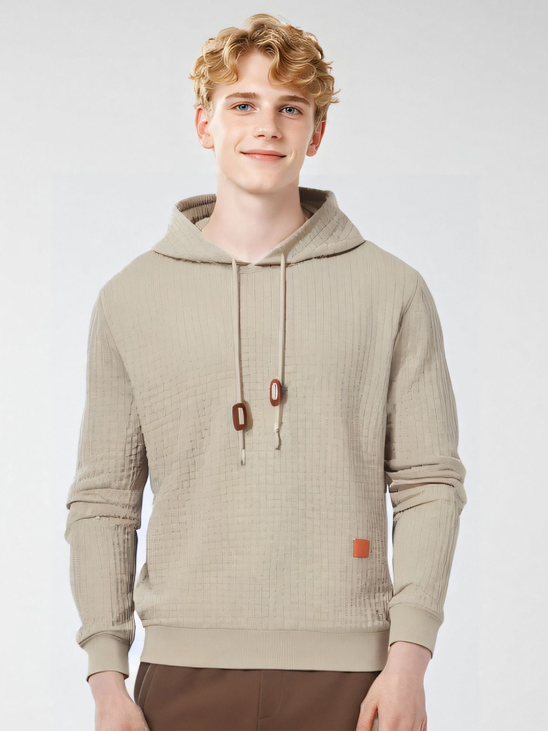 

StyleCast x Revolte Men Hooded Pullover Sweatshirt, Khaki