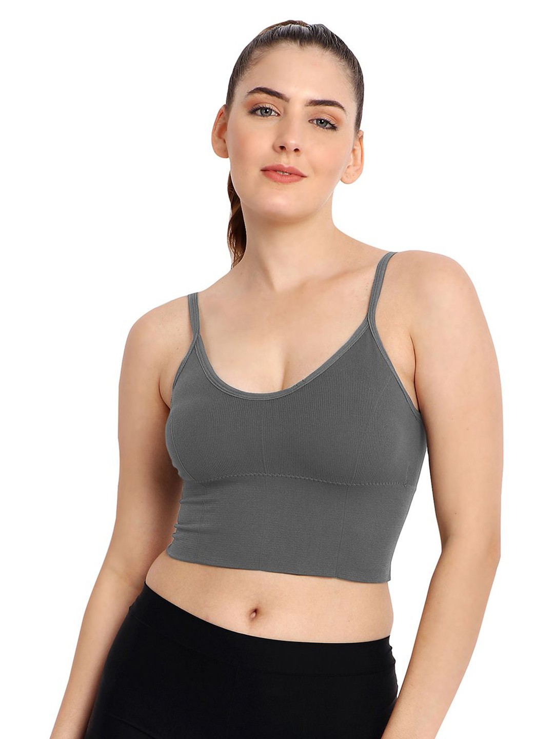 

Nakshu Full Coverage Lightly Padded Workout Bra, Grey