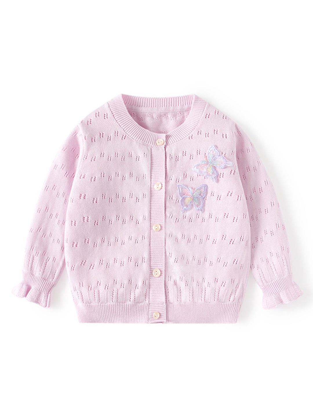 

LULU & SKY Girls Round Neck Cardigan, Lavender