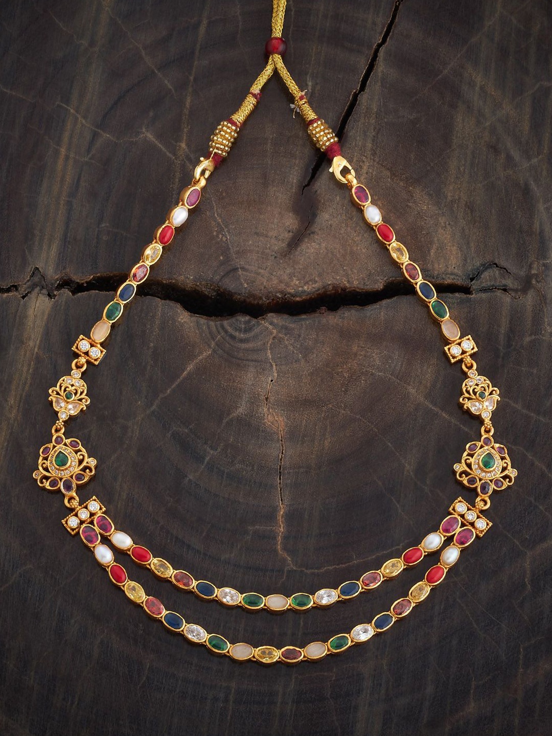 

Kushal's Fashion Jewellery 92.5 Pure Silver Gold-Plated Temple Necklace