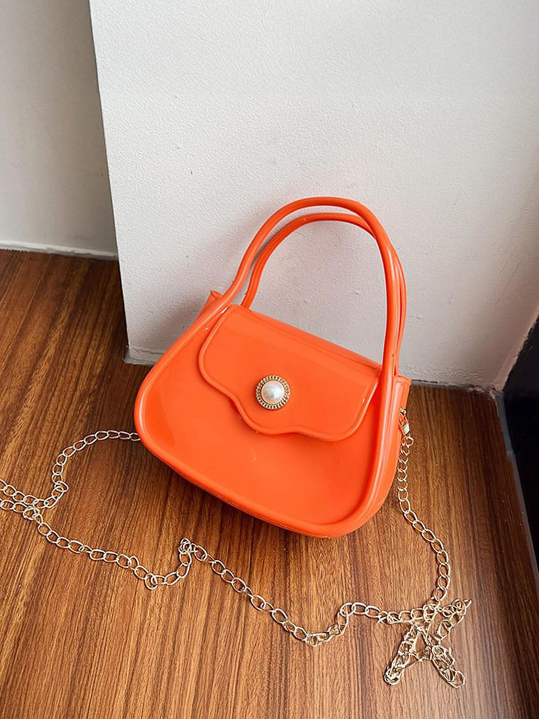 

StyleCast Checked Structured Sling Bag with, Orange