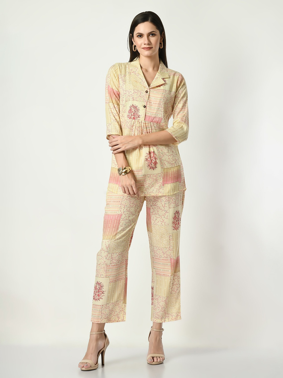 

VAPPSYAM Printed Tunic & Trousers Co-Ords, Yellow