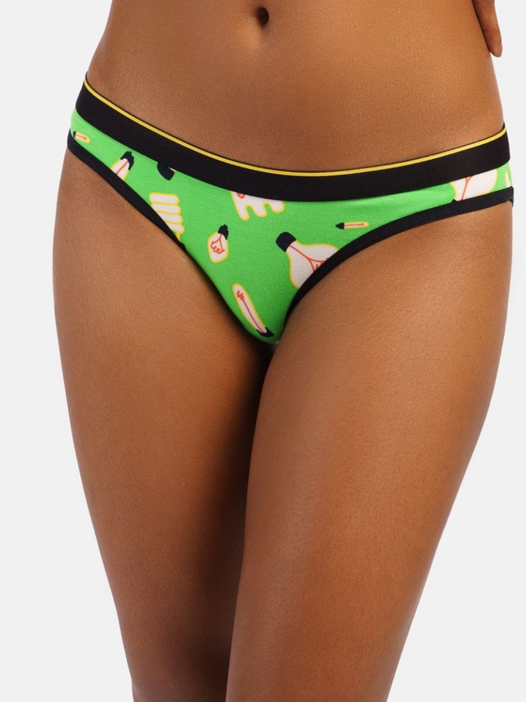 

bummer Women Printed Mid Rise Bikini Brief, Green