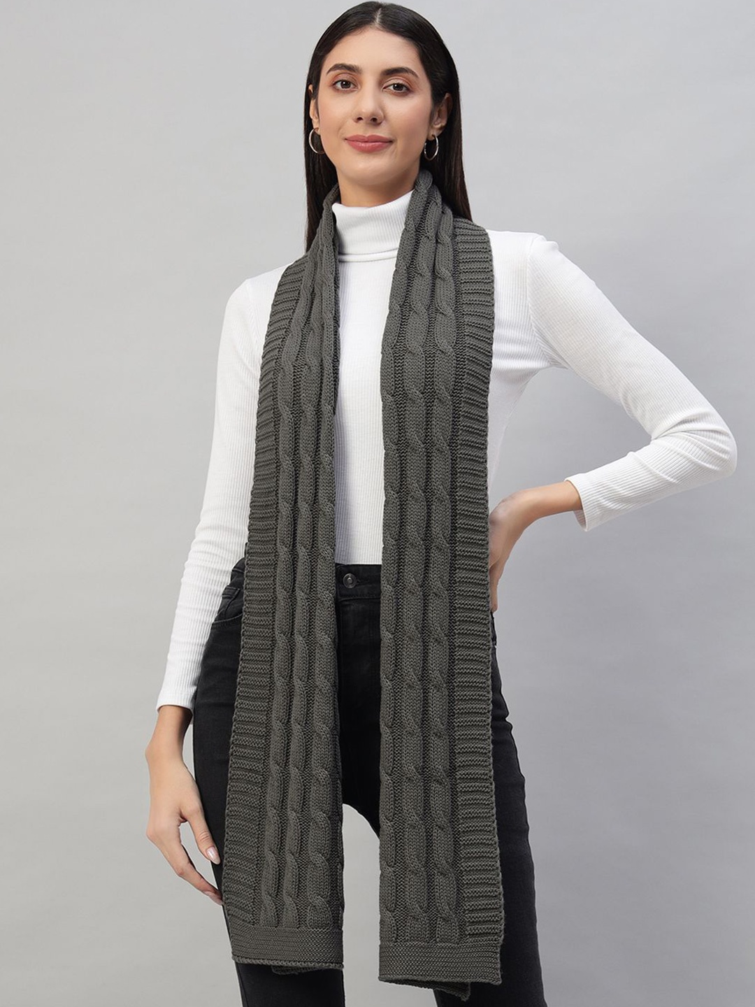 

HANDICRAFT PALACE Women Woollen Self Design Scarf, Grey