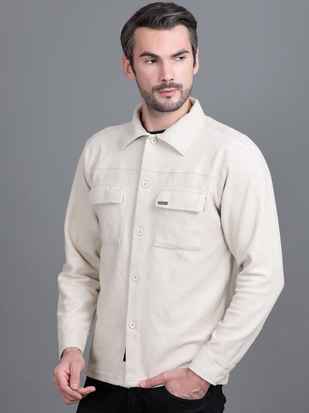 

Antiloop Men Open Front Jacket, Beige
