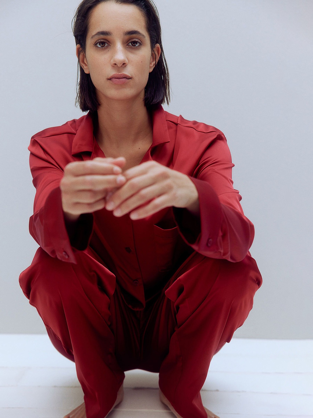 

H&M Satin Night Suit, Red