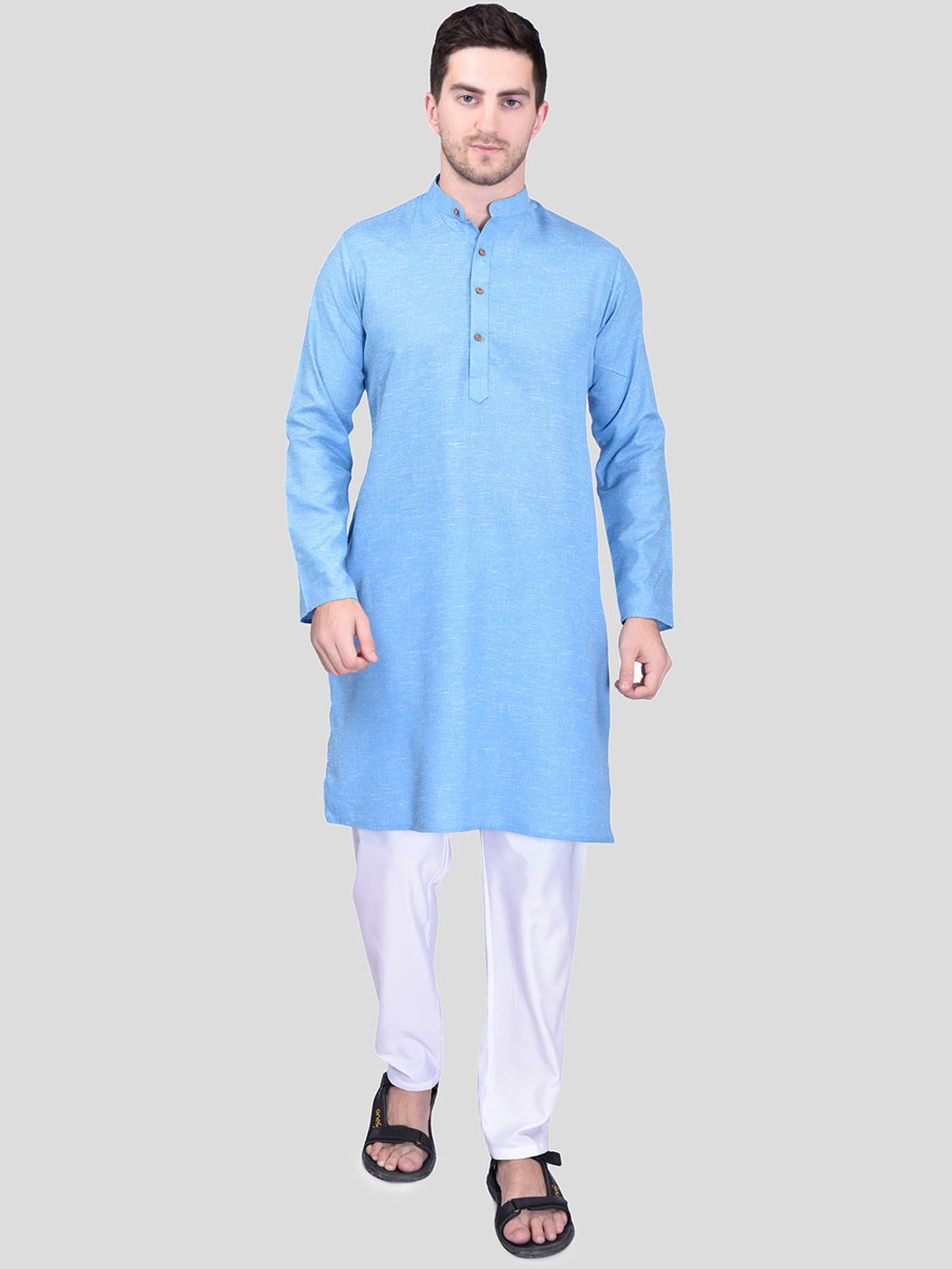 

11Caps Men Regular Pure Cotton Kurta with Pyjamas, Blue