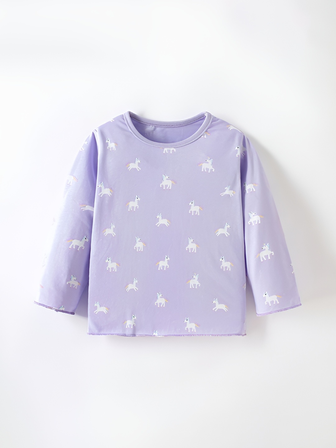 

LULU & SKY Girls Conversational Printed Round Neck Cotton T-shirt, Lavender