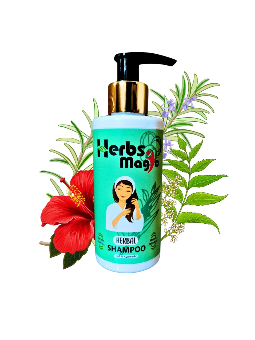 

Herbs Magic 100% Ayurvedic Herbal Shampoo Helps In Hair Growth & Thickness - 100 ml, Green