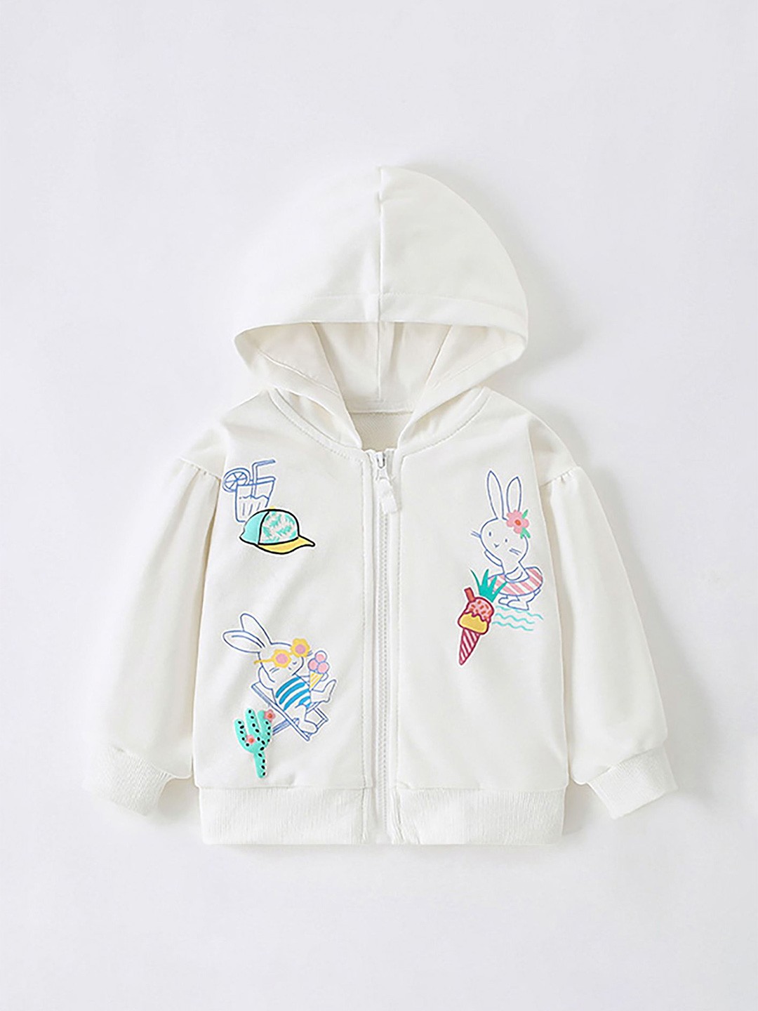 

LULU & SKY Girls Hooded Printed Sweatshirt, White
