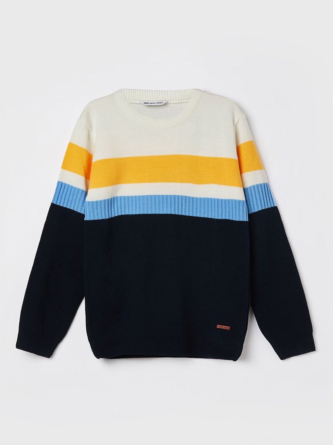 

Fame Forever by Lifestyle Boys Colourblocked Round Neck Pullover, Navy blue