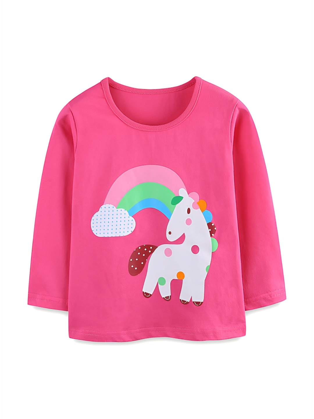 

LULU & SKY Girls Graphic Printed Round Neck Cotton T-shirt, Pink