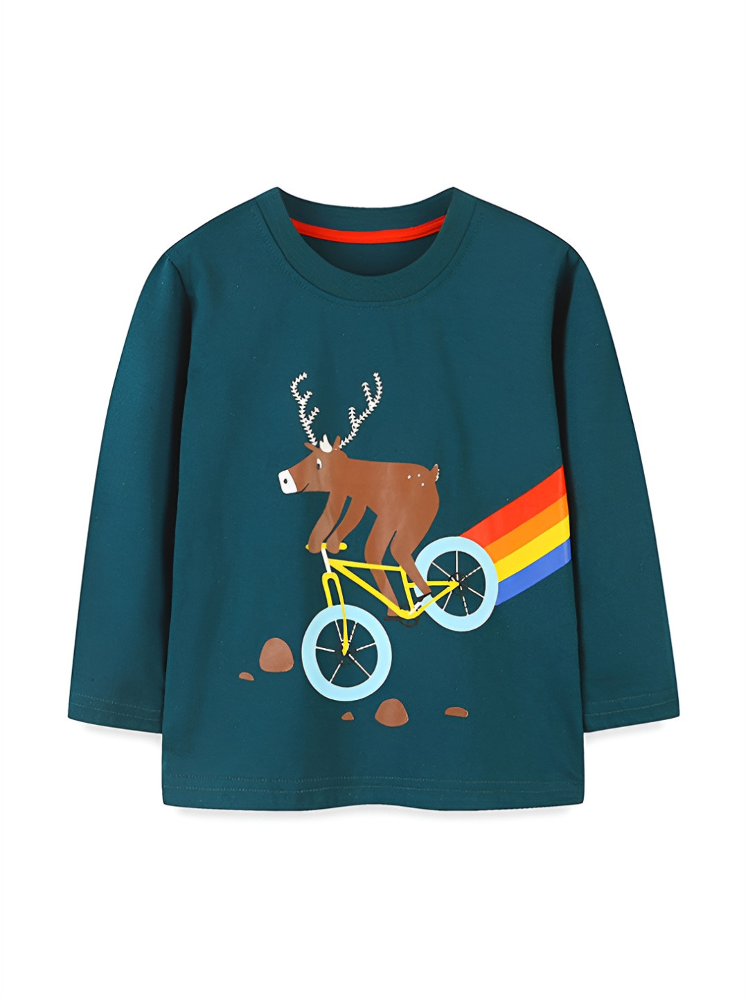 

LULU & SKY Boys Graphic Printed Round Neck Cotton T-shirt, Teal