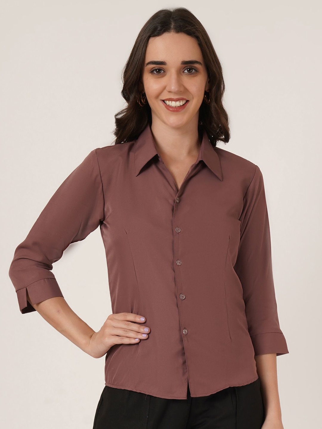 

Brownverse Women Contemporary Opaque Casual Shirt, Lavender