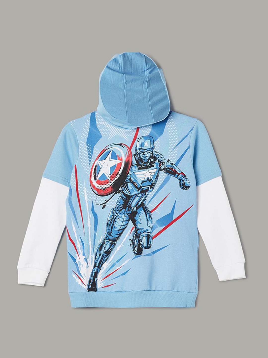 

Fame Forever by Lifestyle Boys Cotton Graphic Printed Hooded Pullover Sweatshirt, Blue