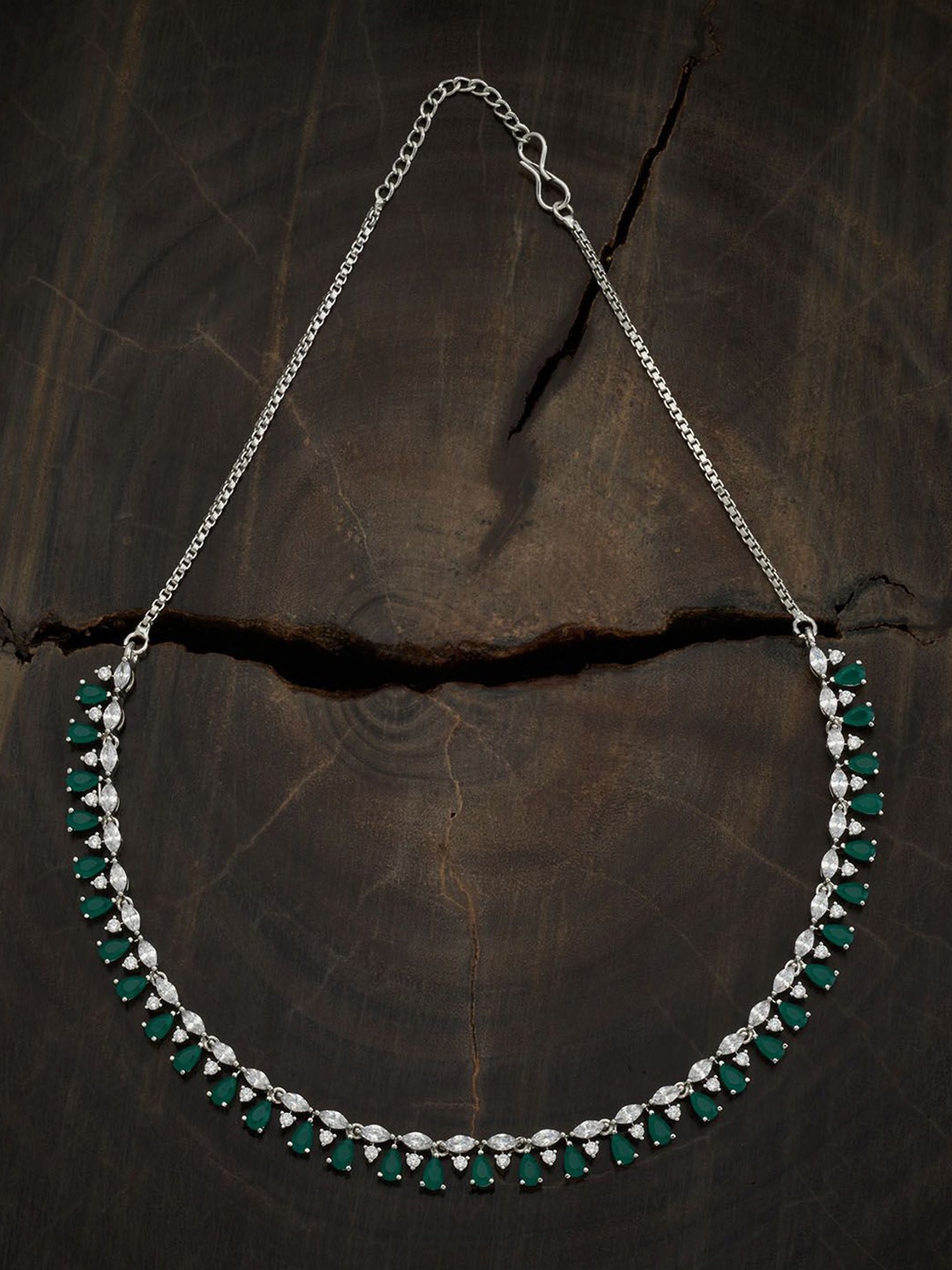 

Kushal's Fashion Jewellery Copper Rhodium-Plated Necklace, Green