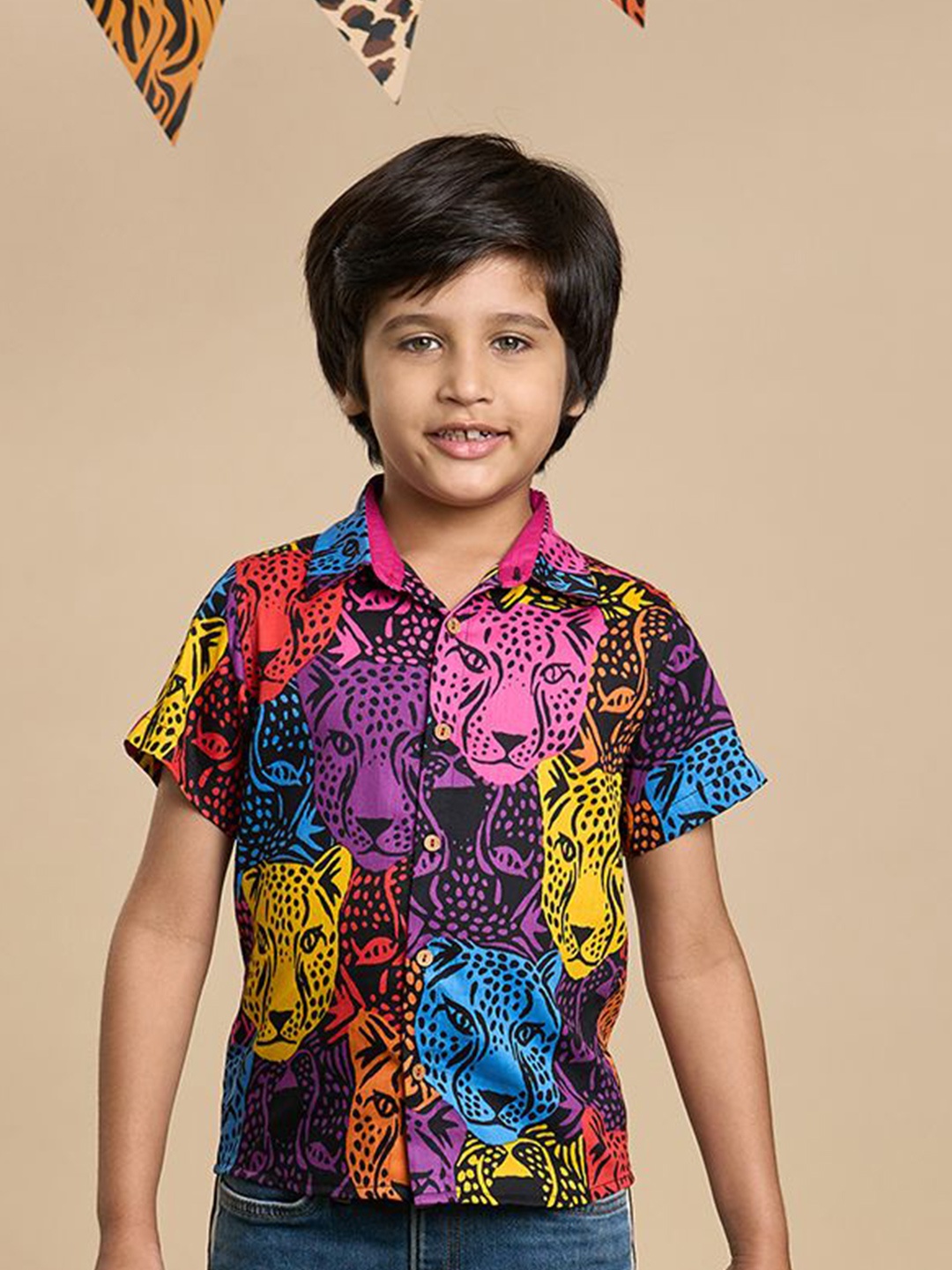 

LIL DRAMA Boys Original Animal Opaque Printed Party Shirt, Multi