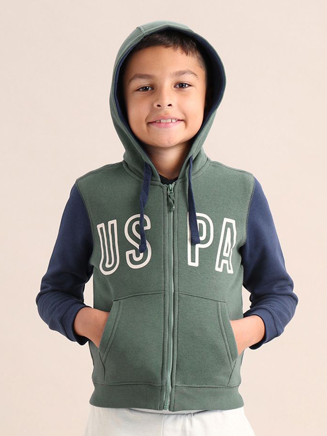 

U.S. Polo Assn. Kids Boys Printed Hooded Long Sleeves Hooded Sweatshirt, Green