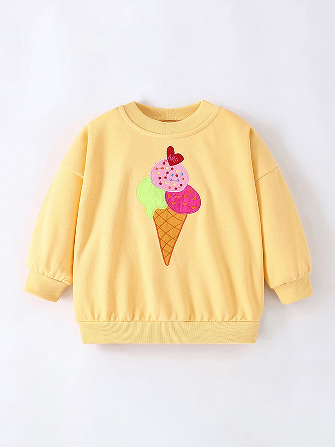 

LULU & SKY Girls Cotton Round Neck Long Sleeves Sweatshirt, Yellow