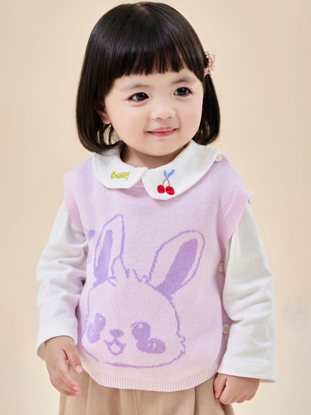 

LULU & SKY Girls Printed Sleeveless Cotton Sweater Vest, Purple