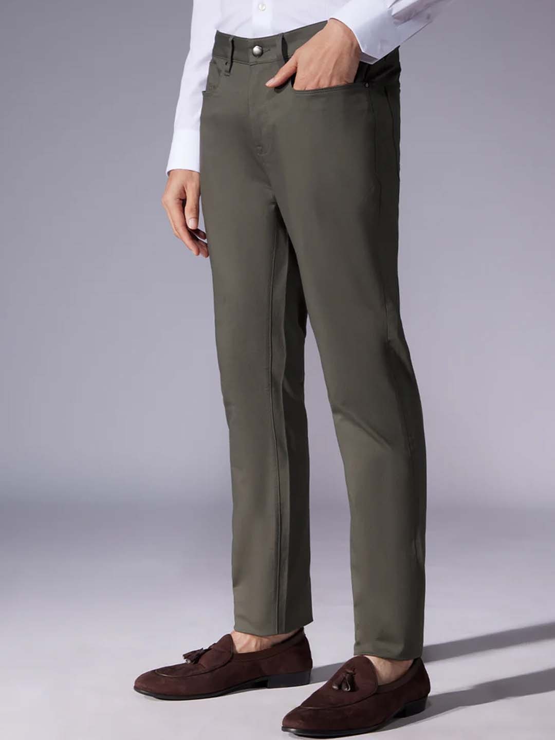 

Bombay Shirt Company Men Tailored 5 Pocket Stretch Jeans, Olive