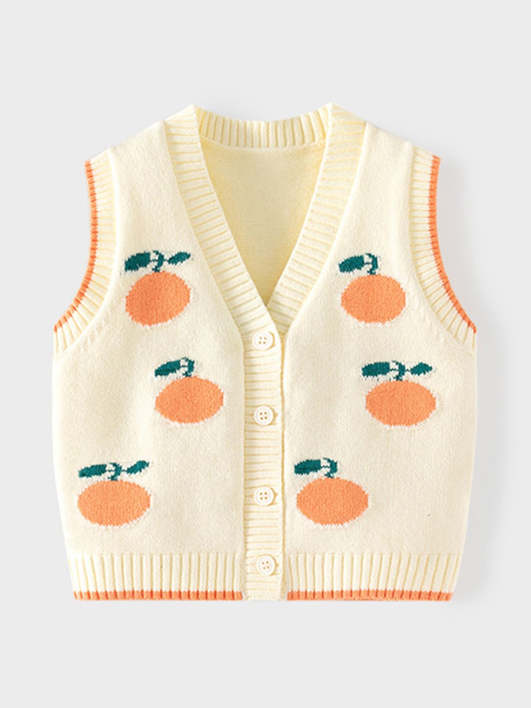 

LULU & SKY Girls Floral Printed V-Neck Sweater Vest, Beige