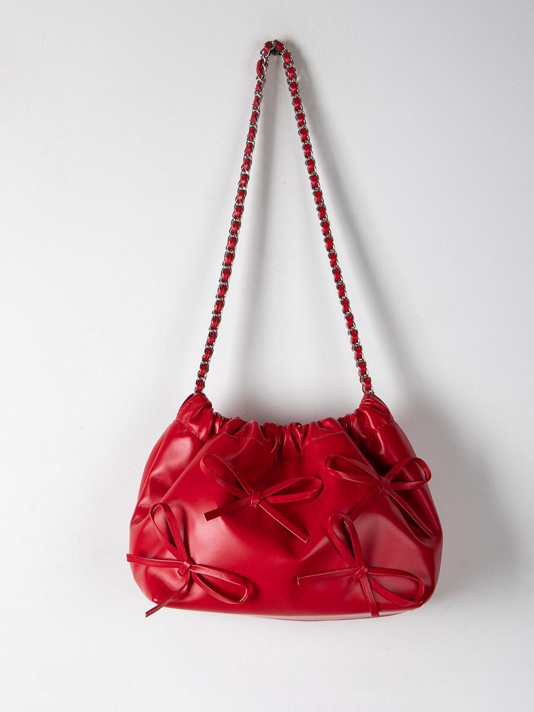 

RAVE PU Structured Shoulder Bag with Tasselled, Red
