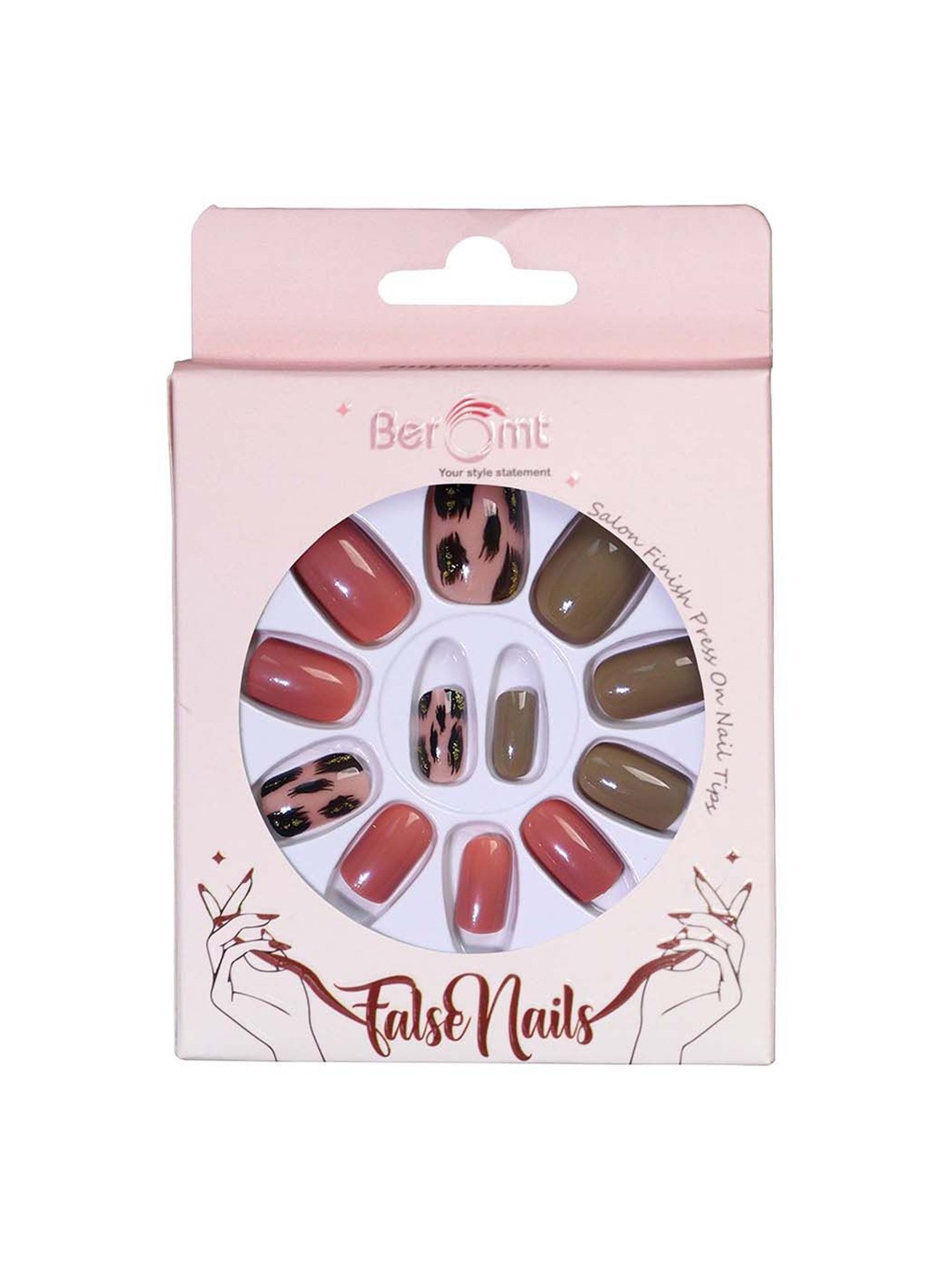 

BEROMT Set Of 16 Jelly Stick On Nail Tip With Application Kit - BFN721CN, Peach
