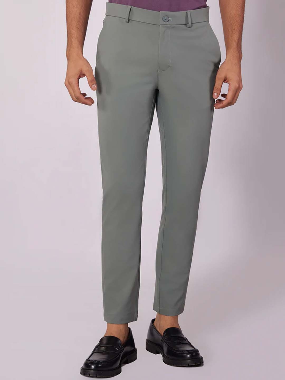 

Bombay Shirt Company Men Tailored 4 Way Stretch Nylon Smart Pants, Green