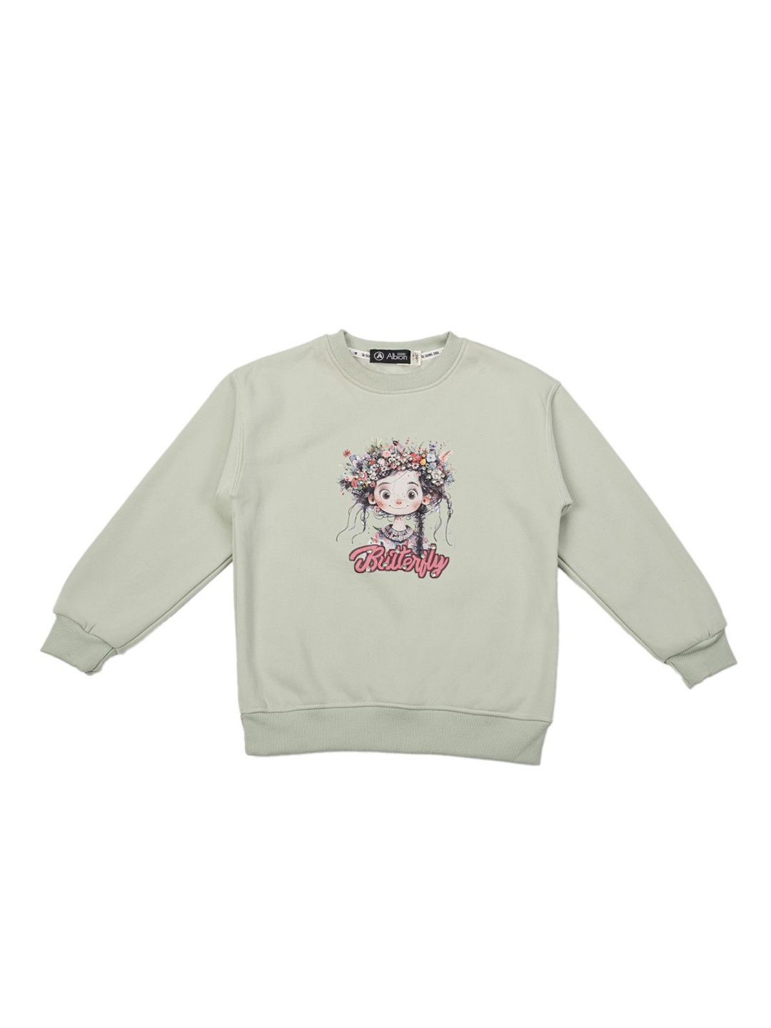 

Albion By CnM Girls Graphic Round Neck Long Sleeves Sweatshirt, Green