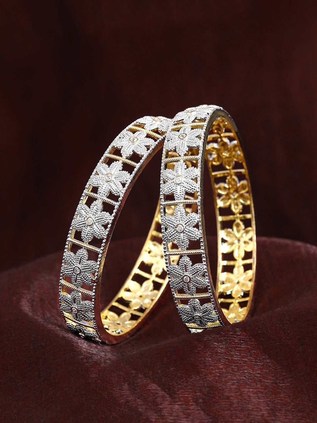 

Estele Set Of 2 Gold-Plated Crystal-Studded Bangles