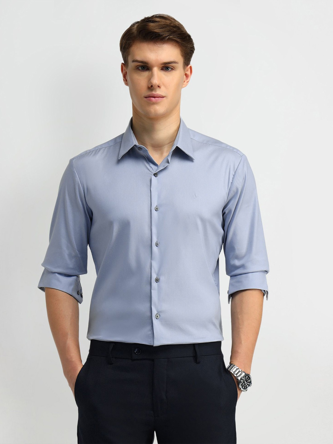 

Arrow New York Men Smart Slim Fit Opaque Formal Shirt, Grey