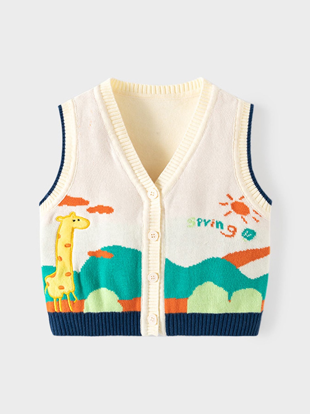 

LULU & SKY Girls Quirky Self Design Cardigan, Beige
